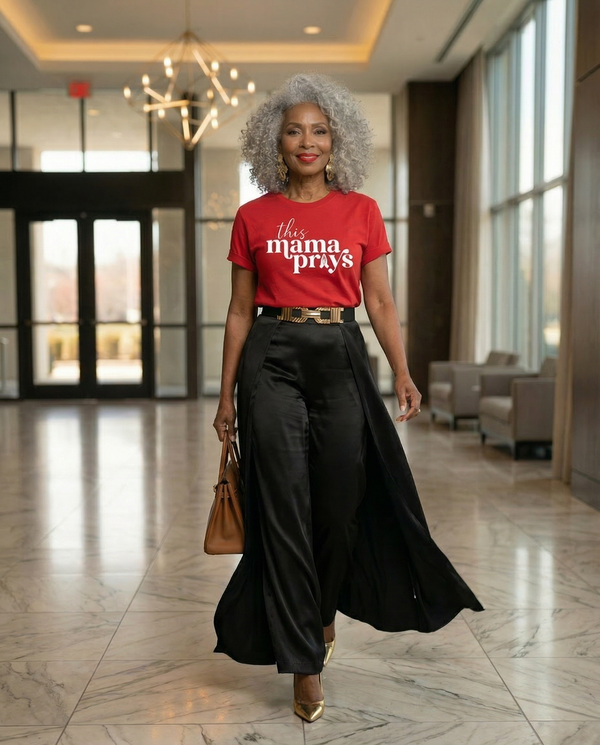 This Mama Prays TShirt (Red)