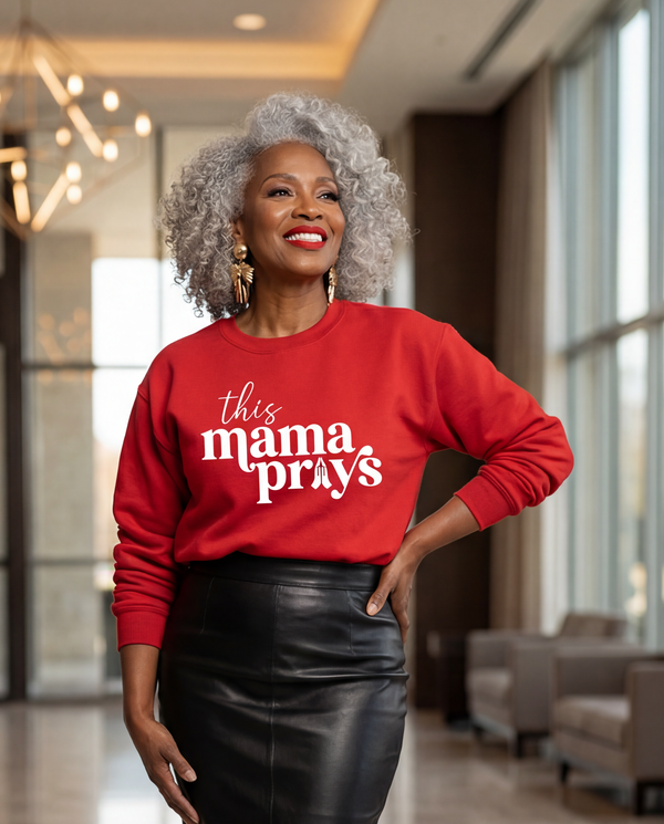 This Mama Prays Crewneck (Red)