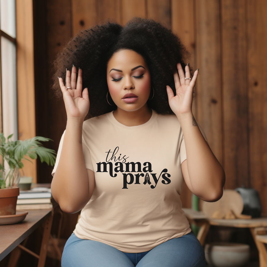 This Mama Prays TShirt - Beige