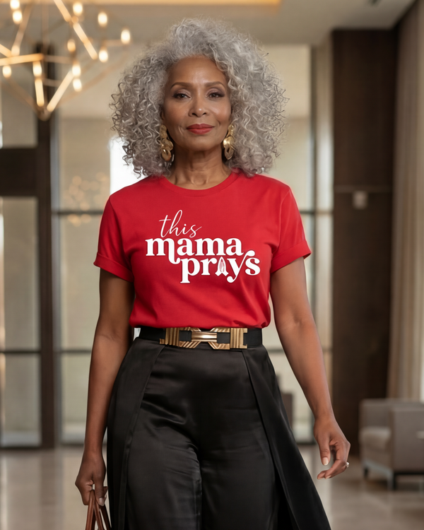 This Mama Prays TShirt (Red)