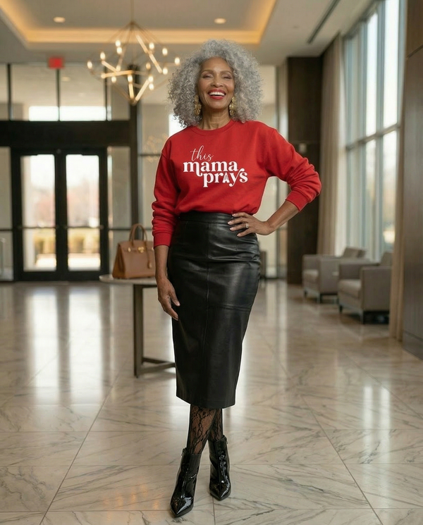 This Mama Prays Crewneck (Red)